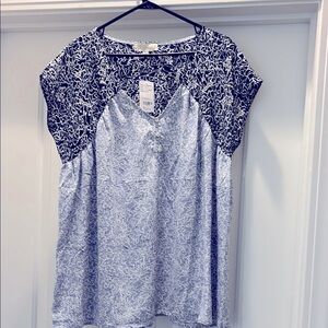 NWT Suzanne Betro Weekend 1X Contrast V-Neck Tunic Top Original Price $77